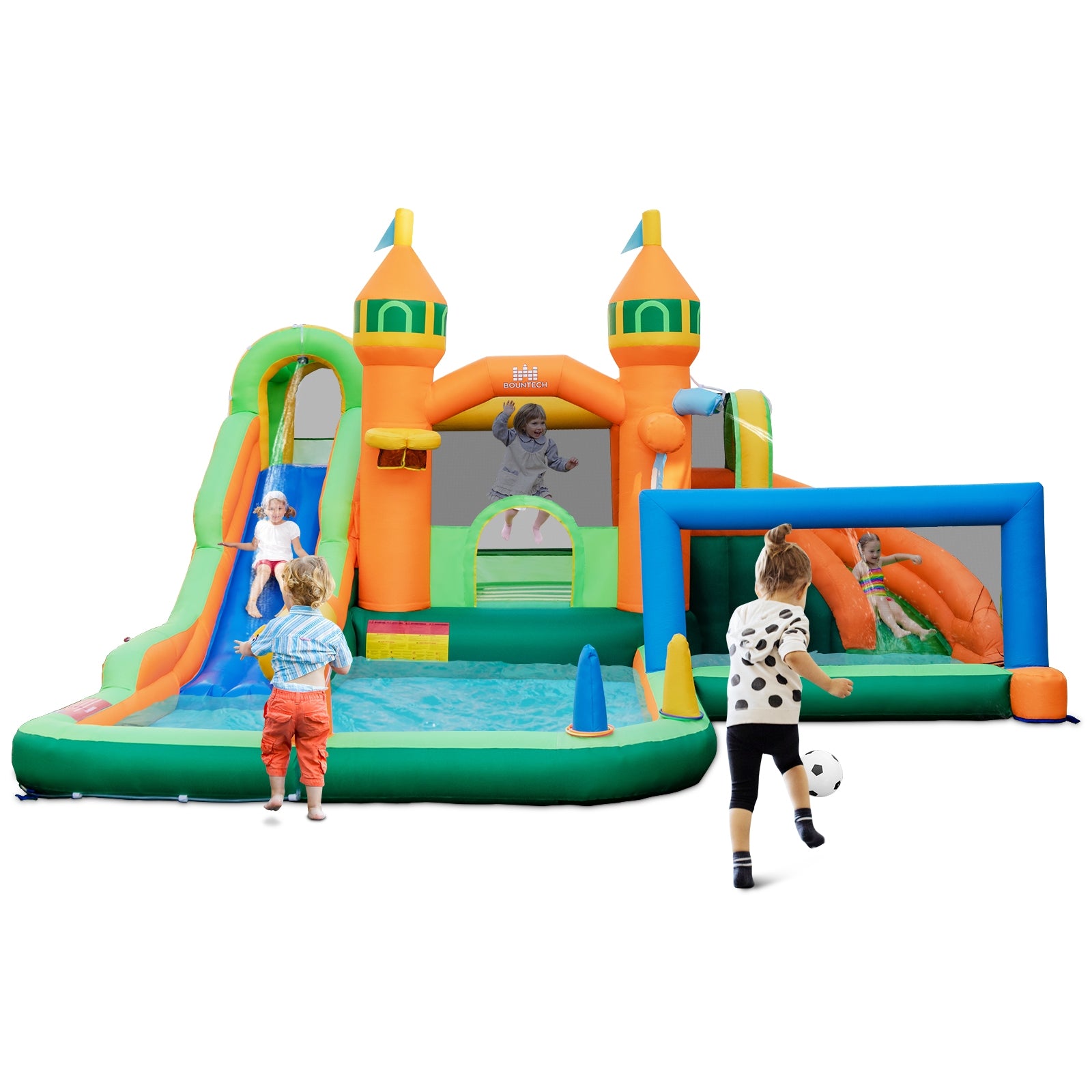Kids Inflatable Water Slide for Yard Lawn with 735W Blower, Multicolor Bounce House at Gallery Canada