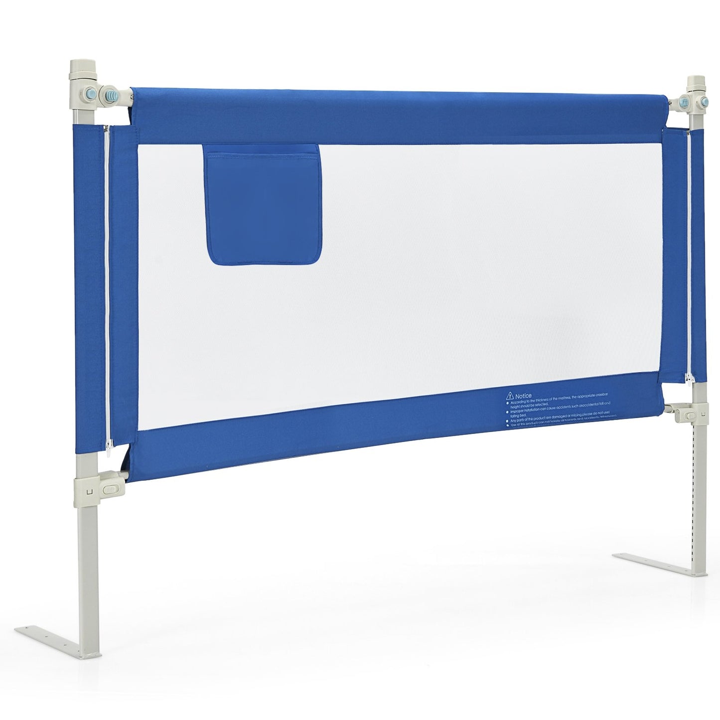 57 Inch Toddlers Vertical Lifting Baby Bed Rail Guard with Lock, Blue - Gallery Canada