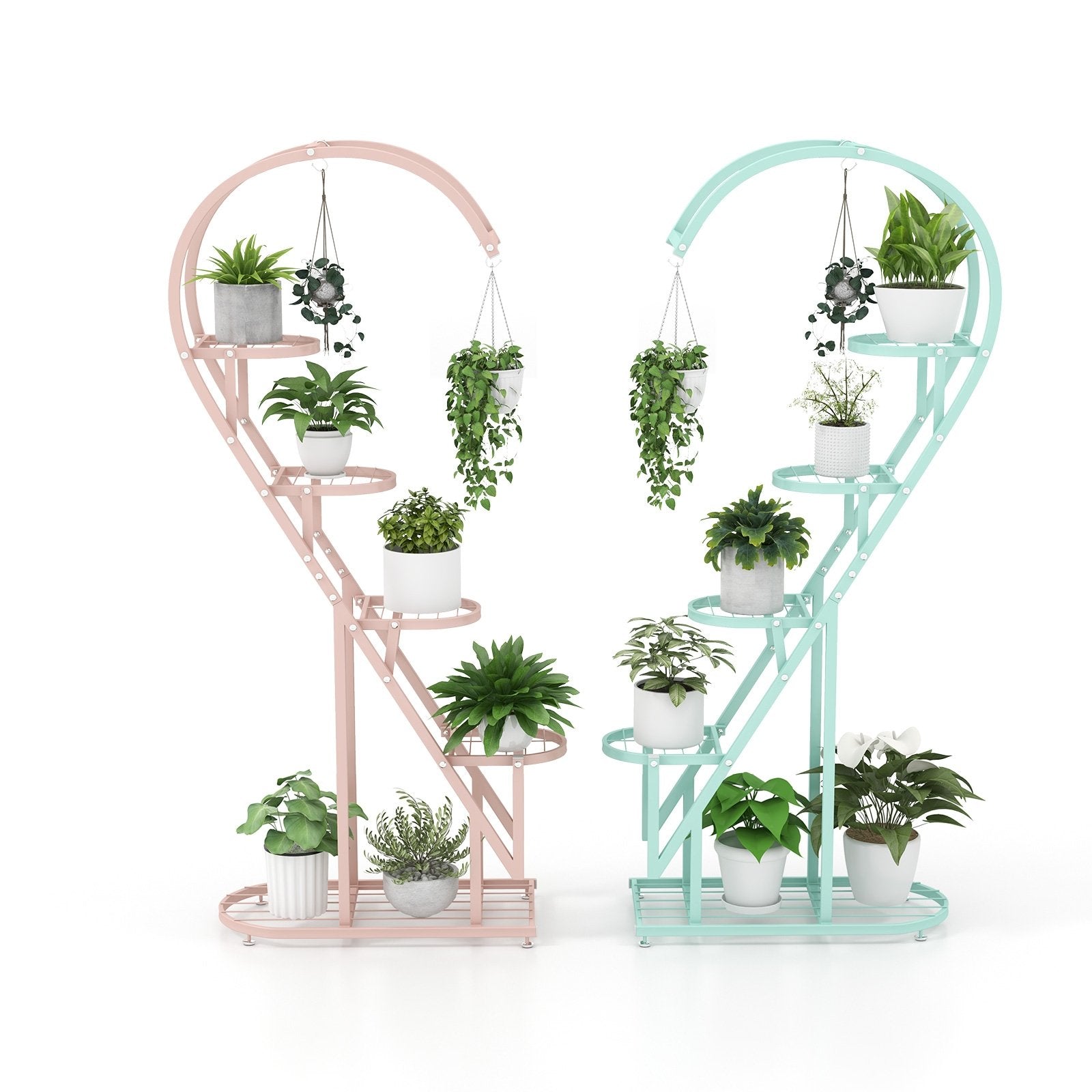 5 Tier Metal Plant Stand with Hanging Hook for Multiple Plants, Pink & Blue Plant Stands   at Gallery Canada