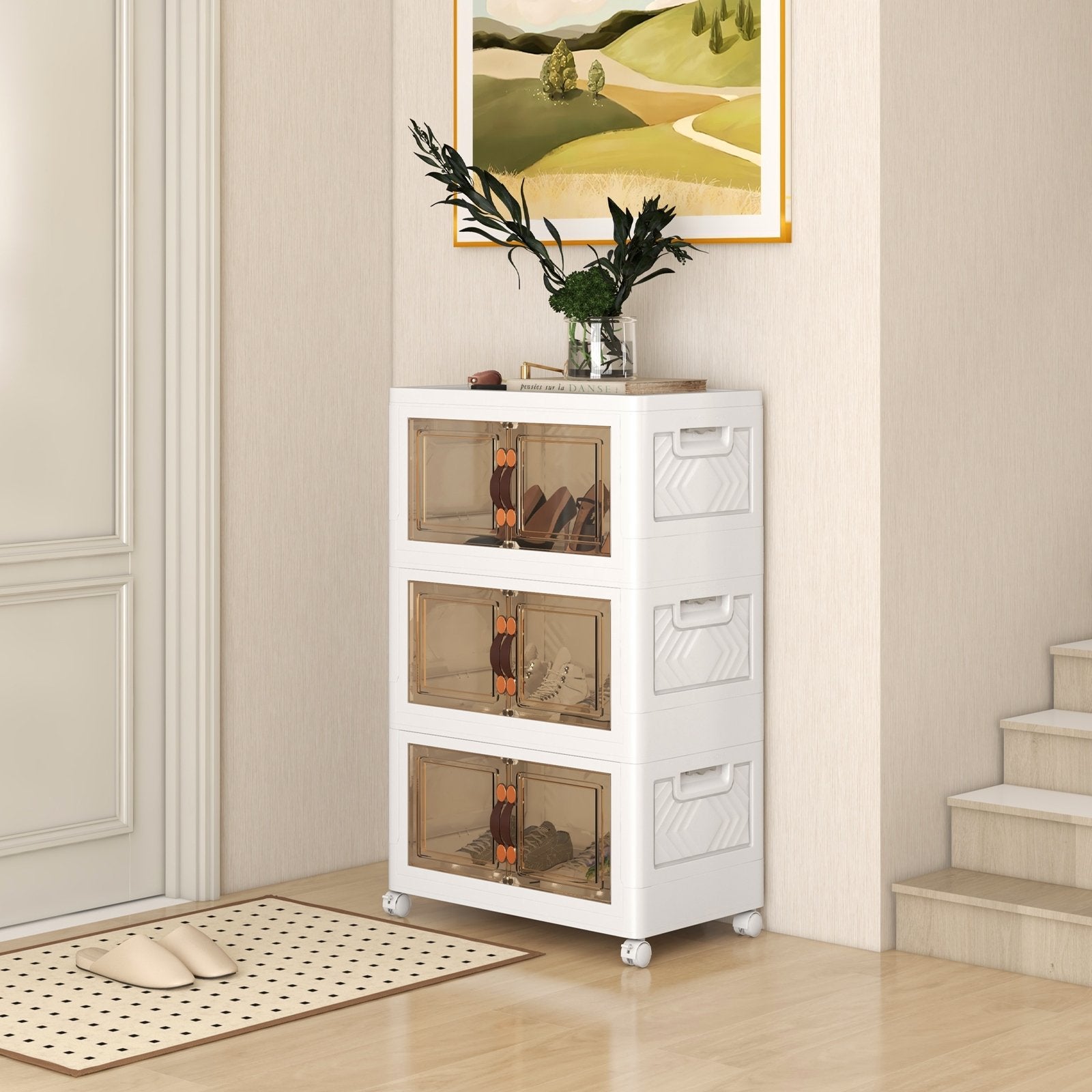 Stackable Storage Bins with Lockable Wheels-3 Pack, White Cabinets & Chests   at Gallery Canada