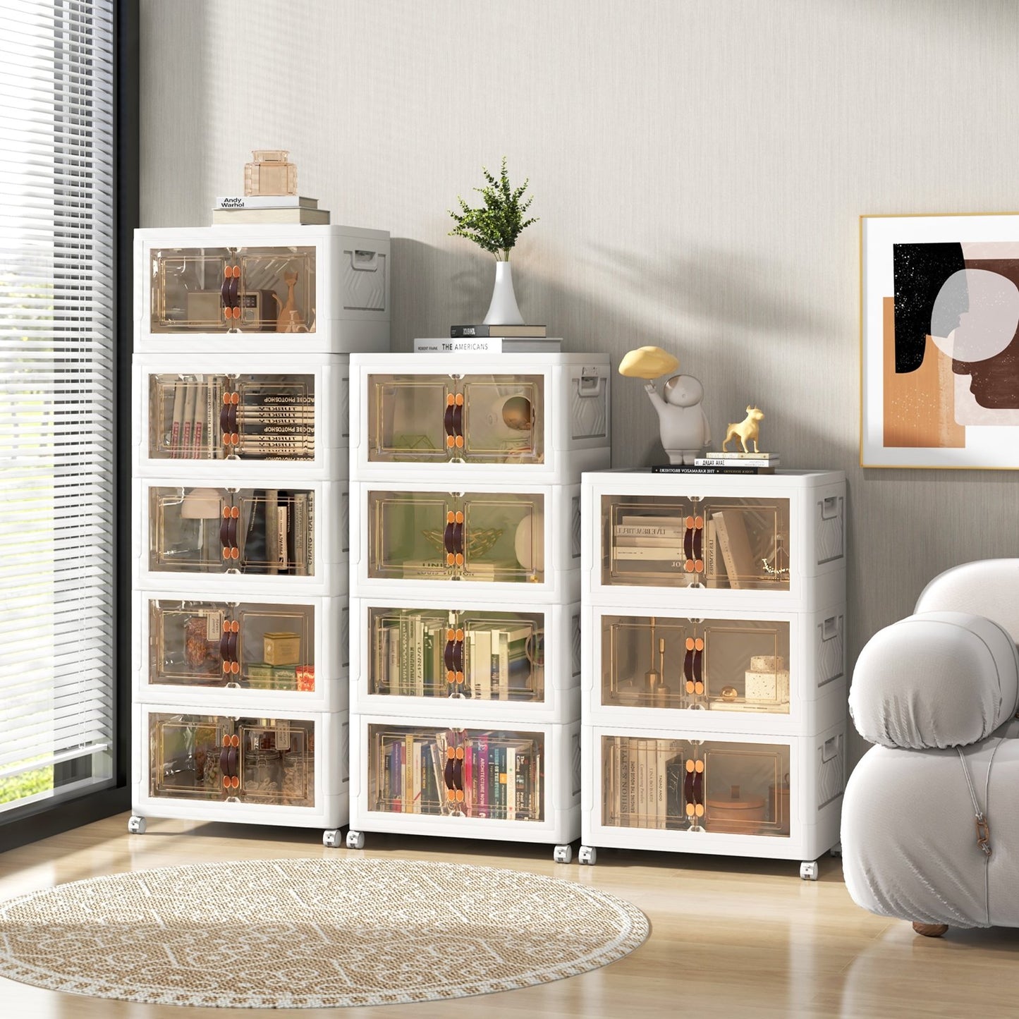 Stackable Storage Bins with Lockable Wheels-3 Pack, White Cabinets & Chests   at Gallery Canada