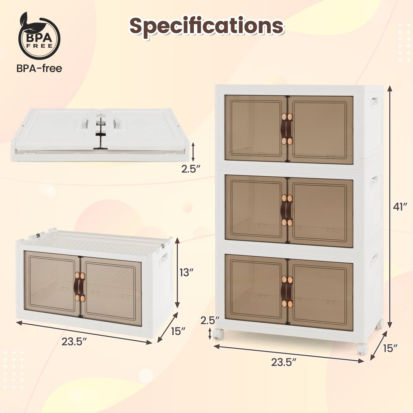 Stackable Storage Bins with Lockable Wheels-3 Pack, White Cabinets & Chests   at Gallery Canada