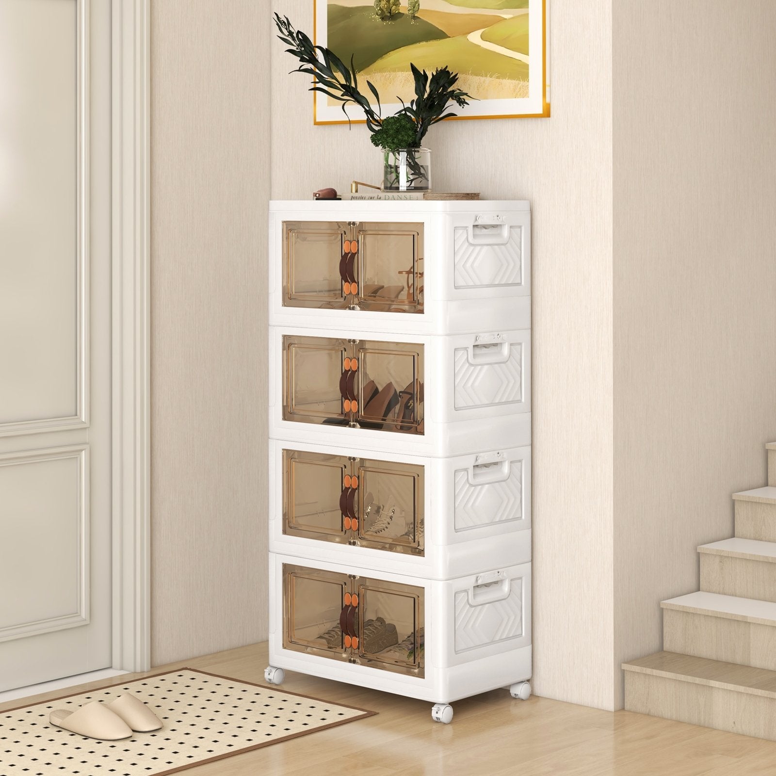 Stackable Storage Bins with Lockable Wheels-4 Pack, White Cabinets & Chests   at Gallery Canada