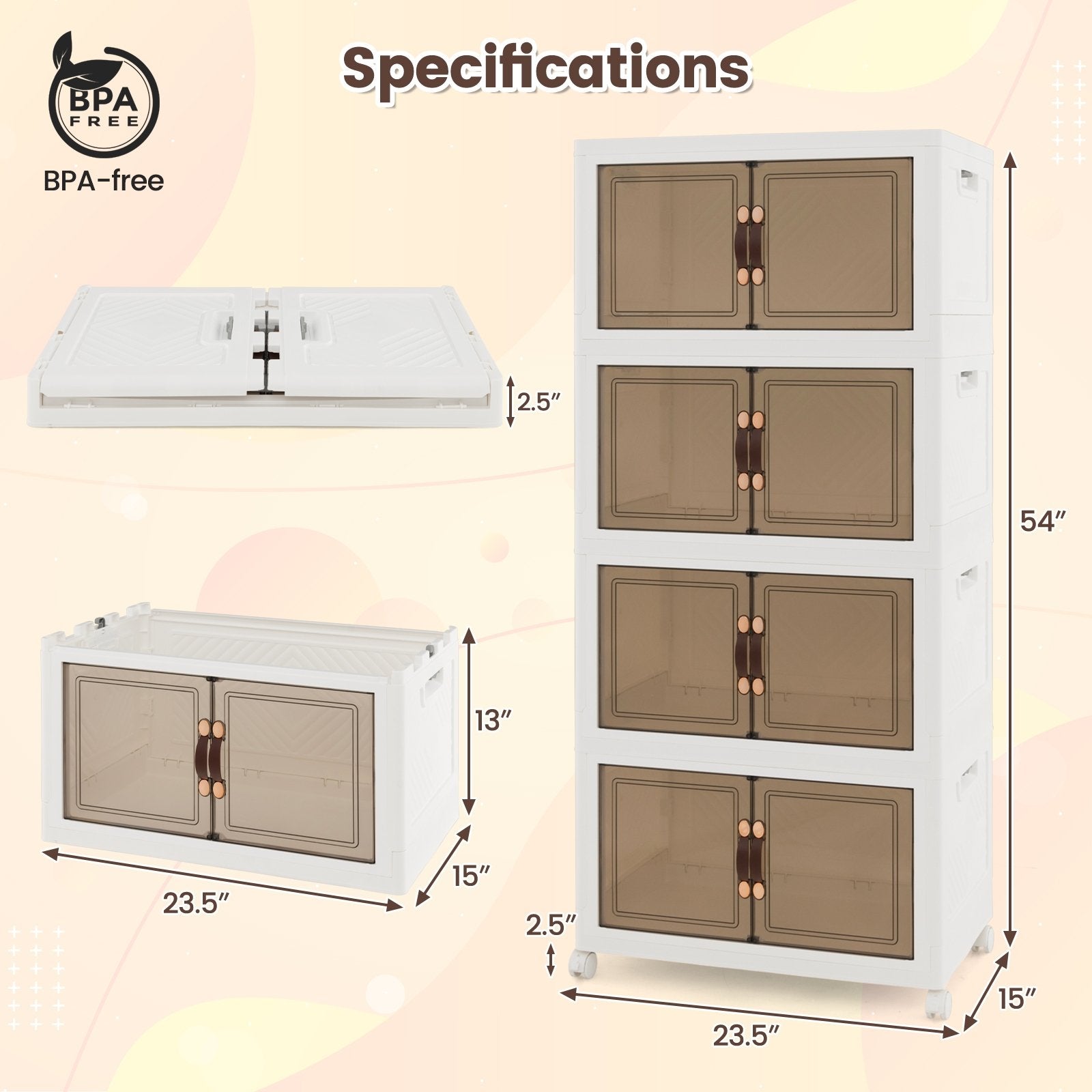 Stackable Storage Bins with Lockable Wheels-4 Pack, White Cabinets & Chests   at Gallery Canada