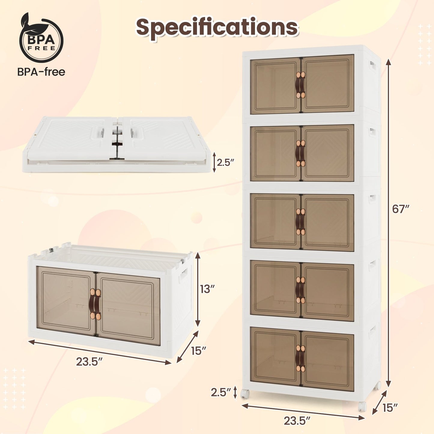 Stackable Storage Bins with Lockable Wheels-5 Pack, White Cabinets & Chests   at Gallery Canada