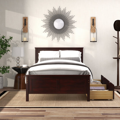 Twin Size Bed Frame with Storage Drawers, Espresso Trundle Bed Frame   at Gallery Canada