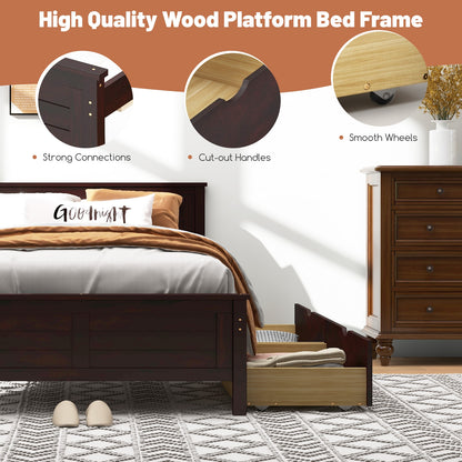 Twin Size Bed Frame with Storage Drawers, Espresso Trundle Bed Frame   at Gallery Canada