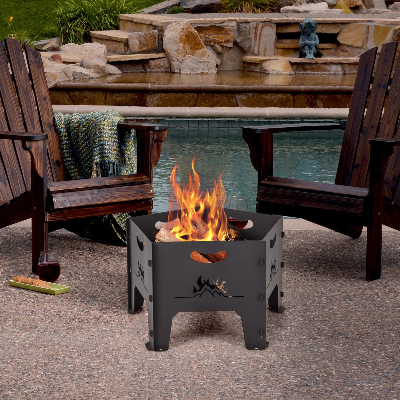 19 Inches Collapsible Portable Plug Fire Pit with Storage Bag, Black Fire Pits at Gallery Canada
