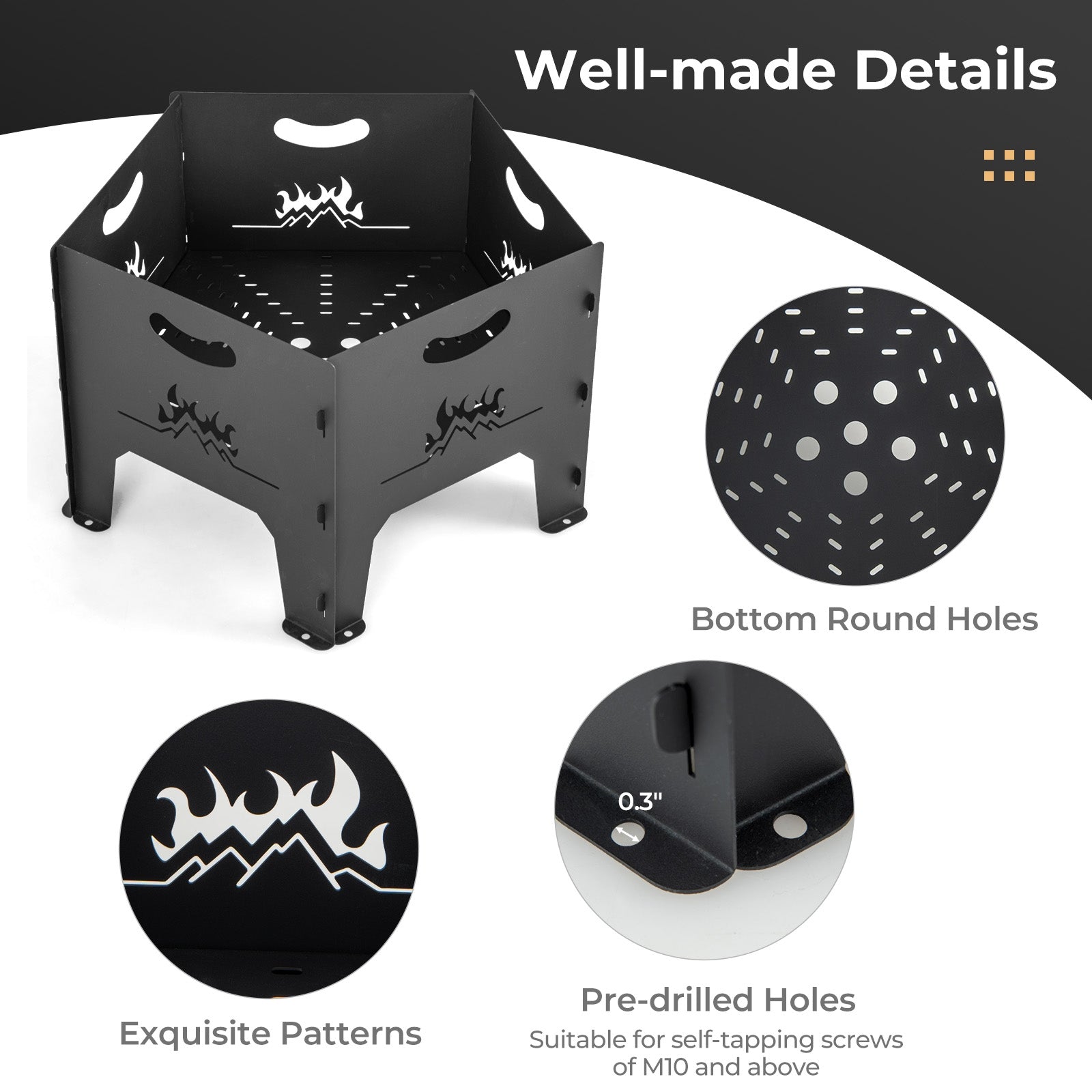 19 Inches Collapsible Portable Plug Fire Pit with Storage Bag, Black Fire Pits at Gallery Canada