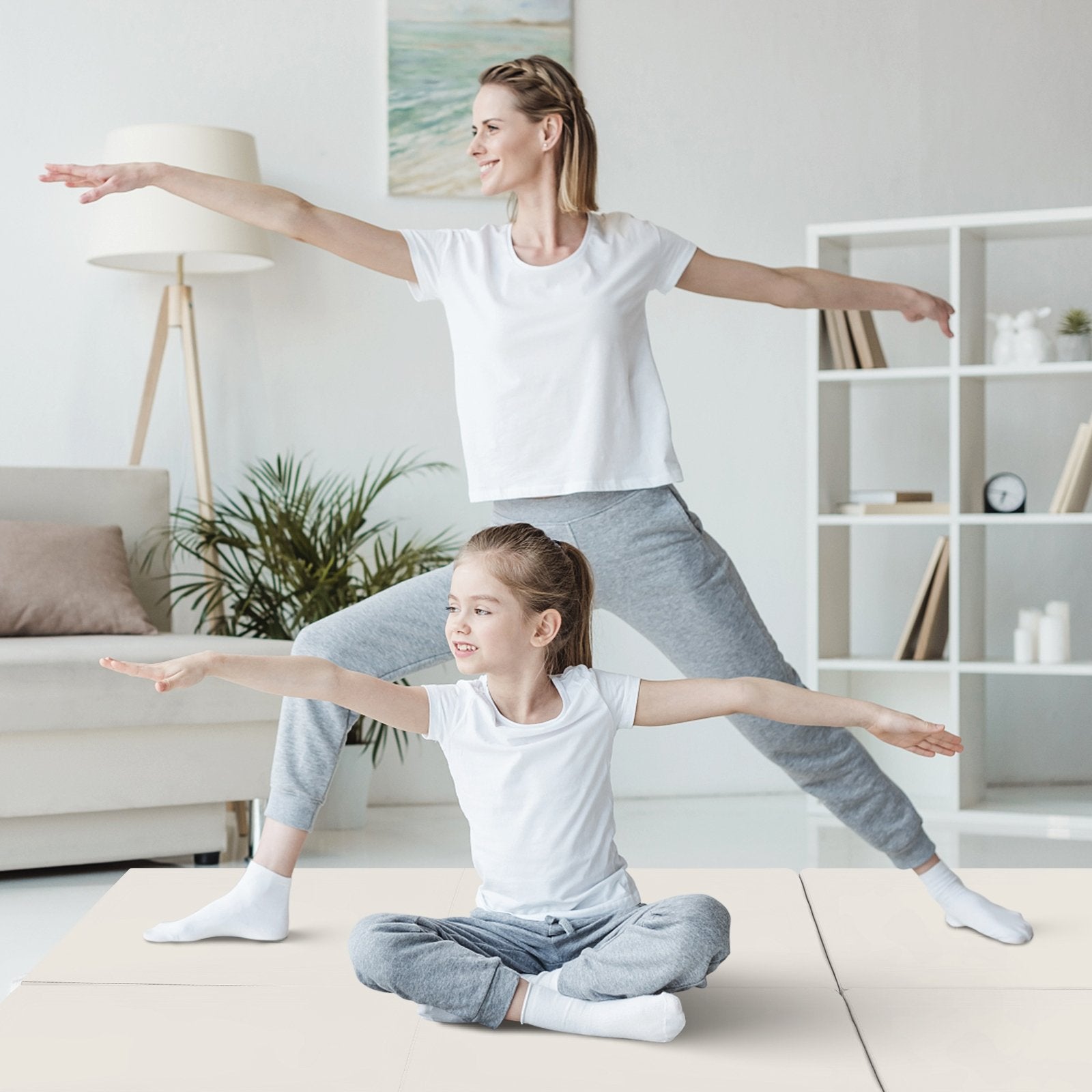 6 x 2 FT Tri-Fold Gym Mat with Handles and Removable Zippered Cover, Light Gray Yoga & Gym Mats   at Gallery Canada