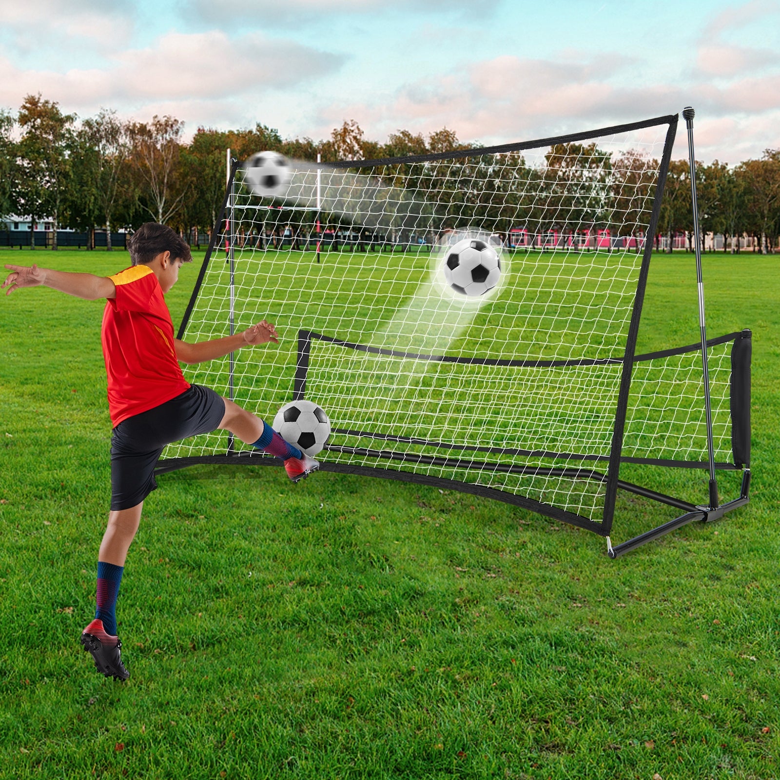 2-in-1 Portable Soccer Rebounder Net with Carrying Bag, Black Sport Equipments   at Gallery Canada