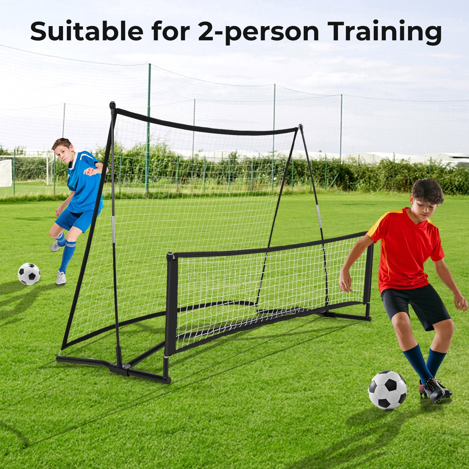 2-in-1 Portable Soccer Rebounder Net with Carrying Bag, Black Sport Equipments   at Gallery Canada