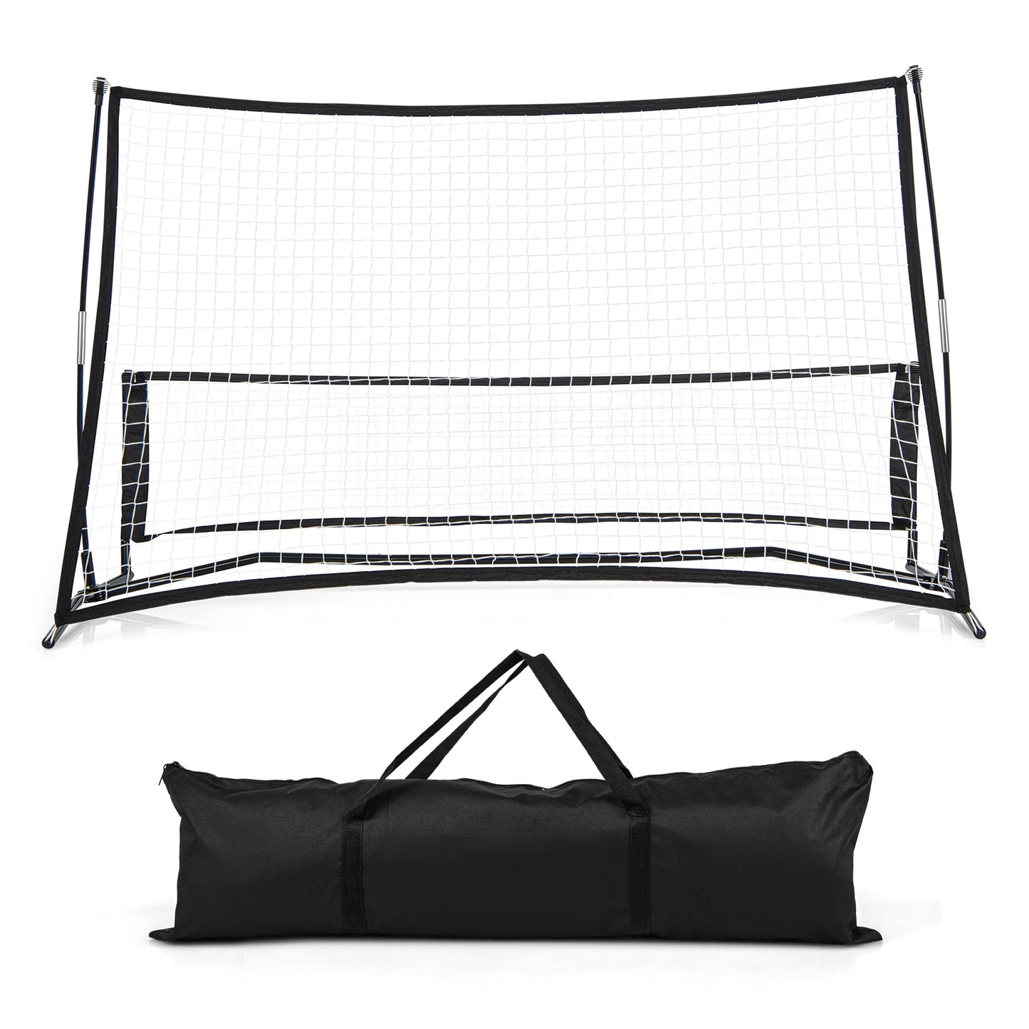 2-in-1 Portable Soccer Rebounder Net with Carrying Bag, Black Sport Equipments   at Gallery Canada