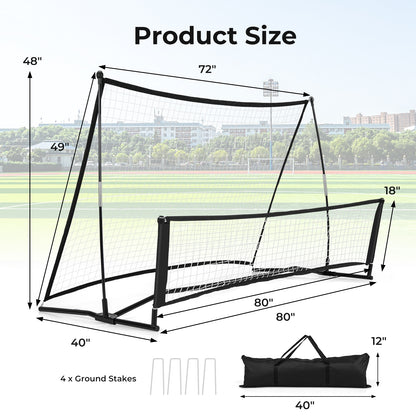 2-in-1 Portable Soccer Rebounder Net with Carrying Bag, Black Sport Equipments   at Gallery Canada