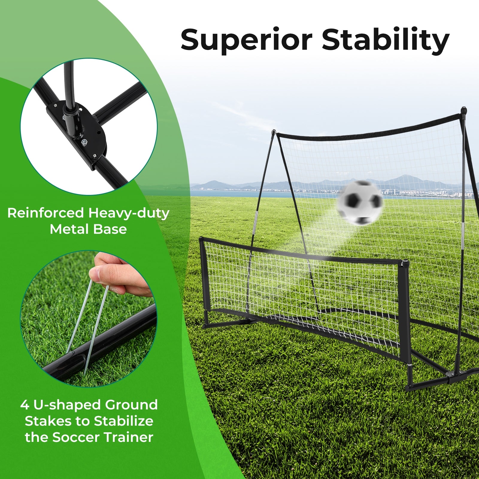 2-in-1 Portable Soccer Rebounder Net with Carrying Bag, Black Sport Equipments   at Gallery Canada