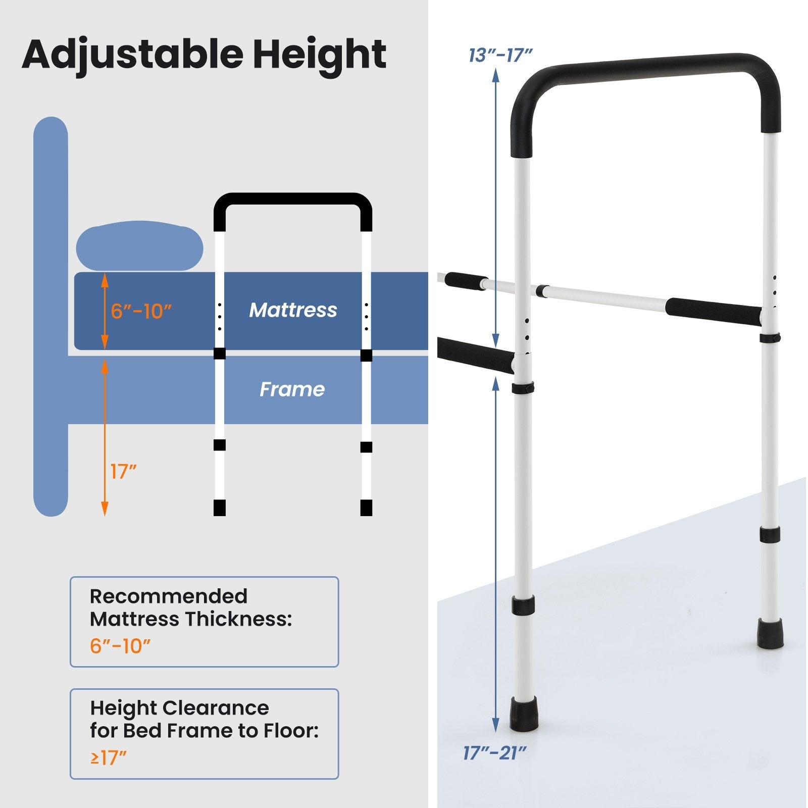 Bed Assist Rail Adjustable Fall Prevention, Silver Health Care   at Gallery Canada