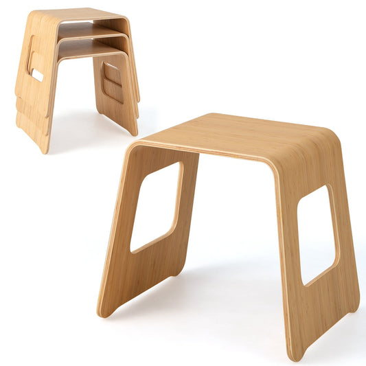 4-Pack Stackable Bamboo Stool with Anti-skid Foot Pads, Natural Entryway   at Gallery Canada