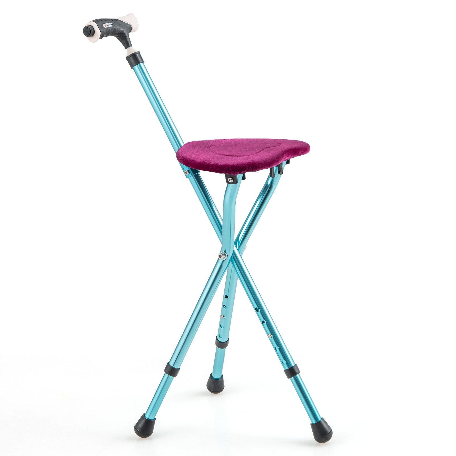 Lightweight Adjustable Folding Cane Seat with Light, Blue Walkers & Rollators   at Gallery Canada