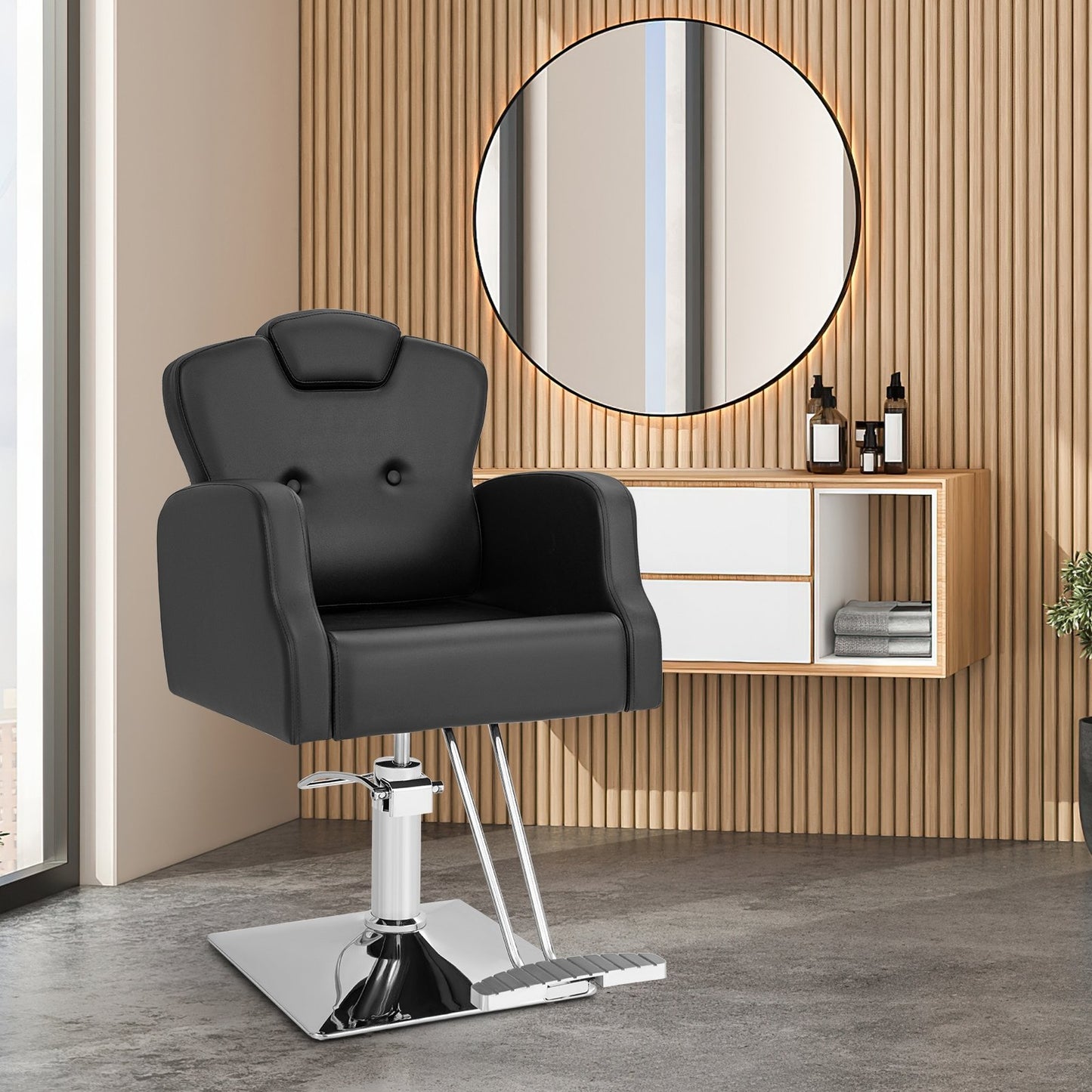Heavy Duty Salon Chair with 360 Degrees Swivel, Black - Gallery Canada