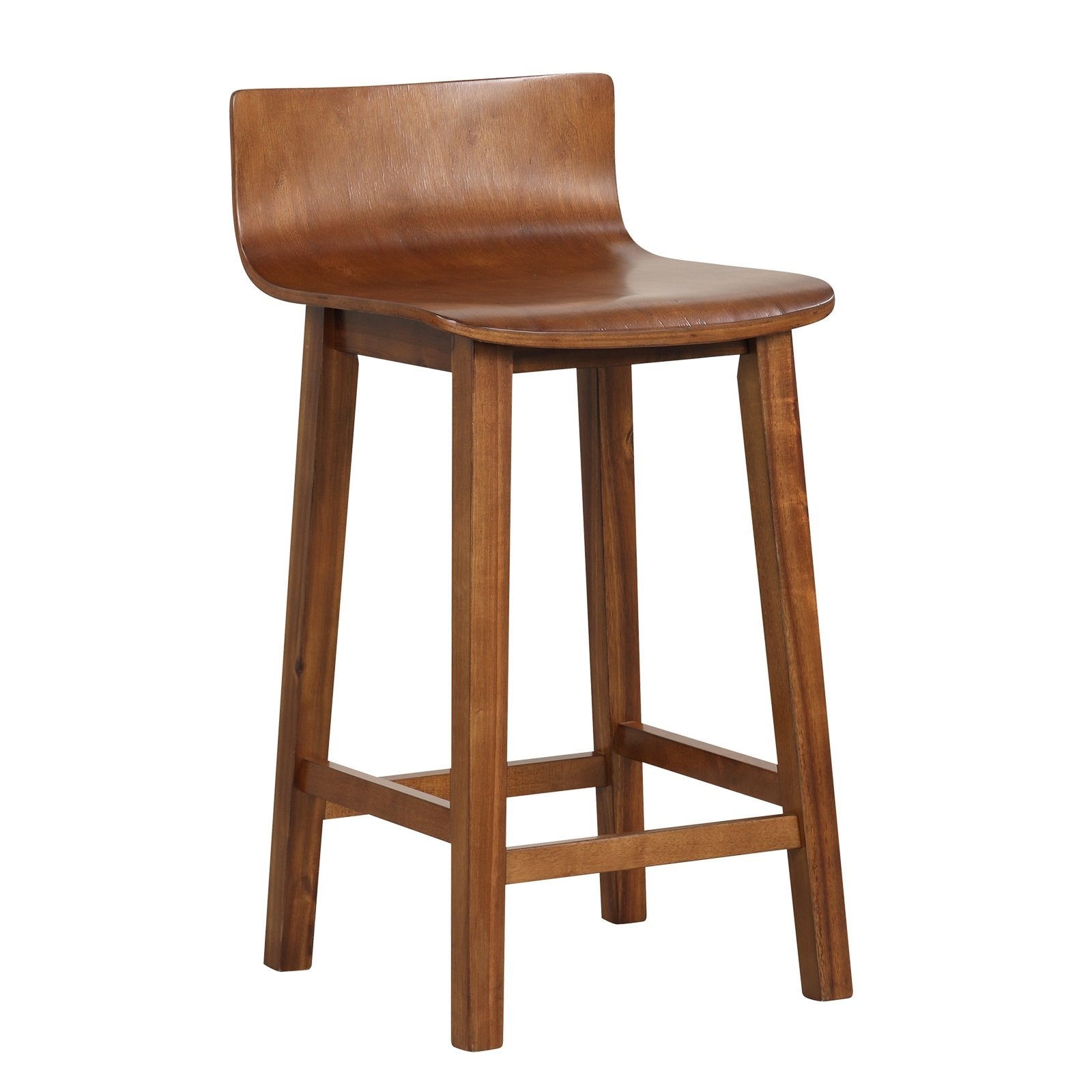 Wood Bar Stools Set of 2 with Solid Back and Seat, Brown Bar Stools   at Gallery Canada