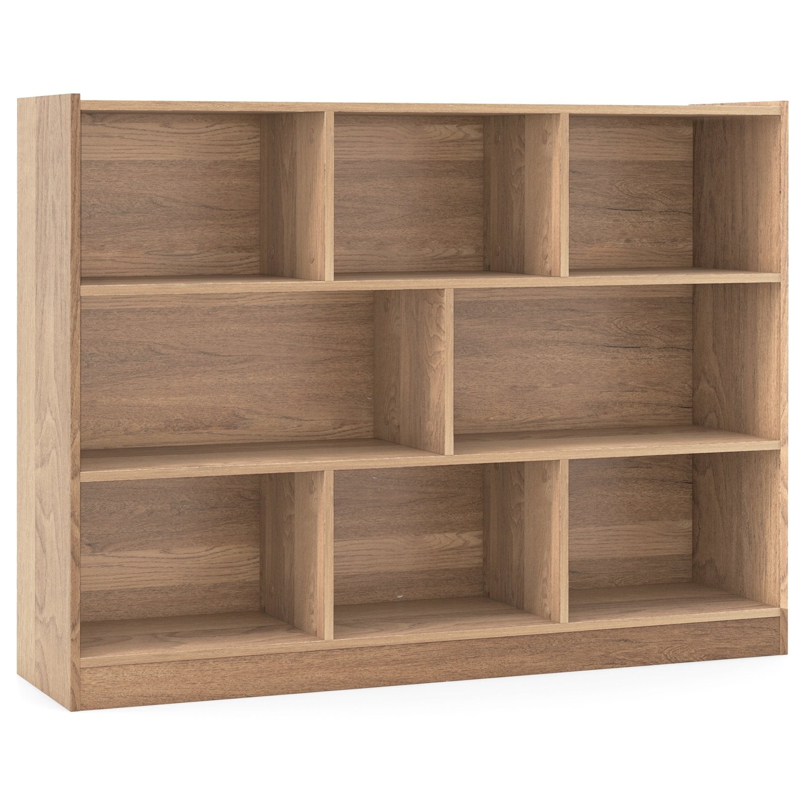 3-Tier Open Bookcase 8-Cube Floor Standing Storage Shelves, Natural Bookcases   at Gallery Canada