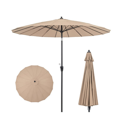 9 Feet Round Patio Umbrella with 18 Fiberglass Ribs, Tan Outdoor Umbrellas   at Gallery Canada