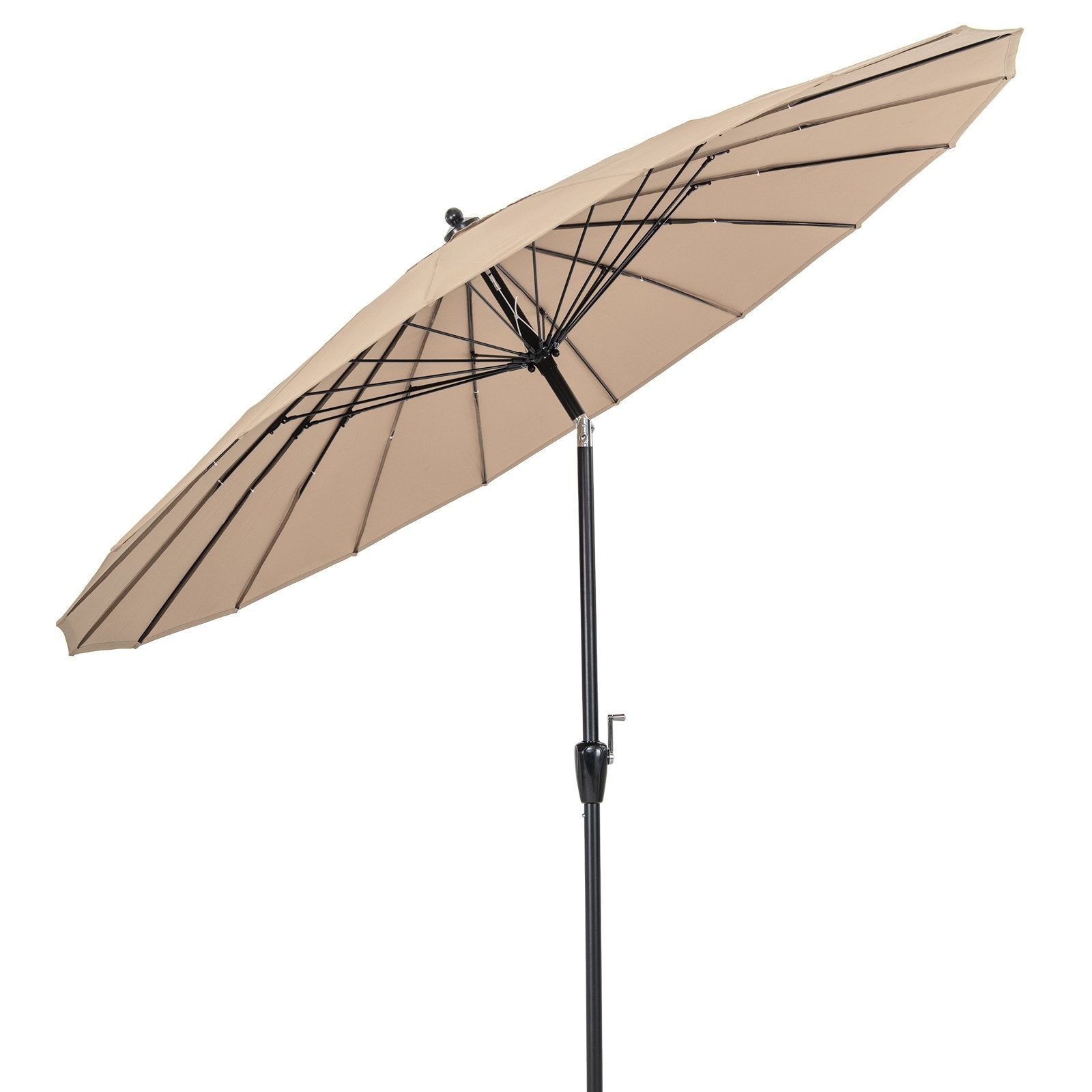 9 Feet Round Patio Umbrella with 18 Fiberglass Ribs, Tan Outdoor Umbrellas   at Gallery Canada