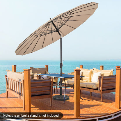 9 Feet Round Patio Umbrella with 18 Fiberglass Ribs, Tan - Gallery Canada