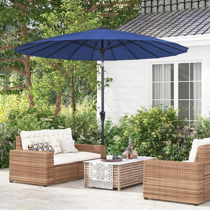 9 Feet Round Patio Umbrella with 18 Fiberglass Ribs, Navy Outdoor Umbrellas   at Gallery Canada