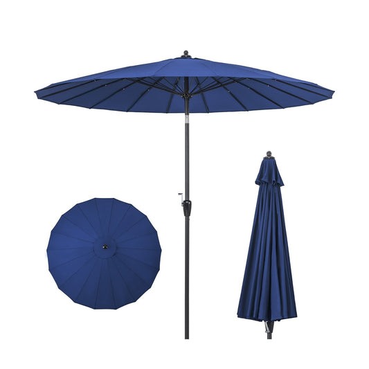 9 Feet Round Patio Umbrella with 18 Fiberglass Ribs, Navy - Gallery Canada