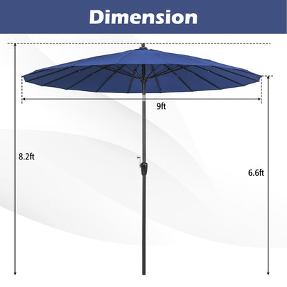 9 Feet Round Patio Umbrella with 18 Fiberglass Ribs, Navy Outdoor Umbrellas   at Gallery Canada