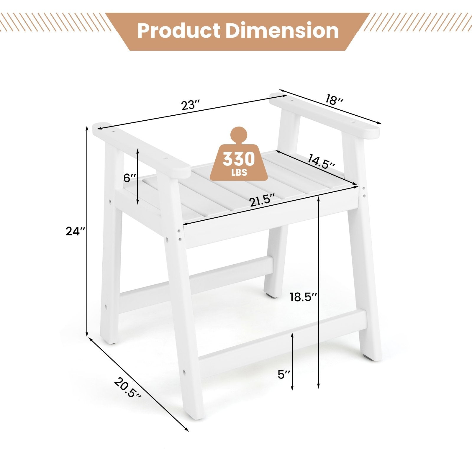 Heavy Duty Shower Bench with Arms for Inside Shower Shaving Legs, White Bath Safety   at Gallery Canada