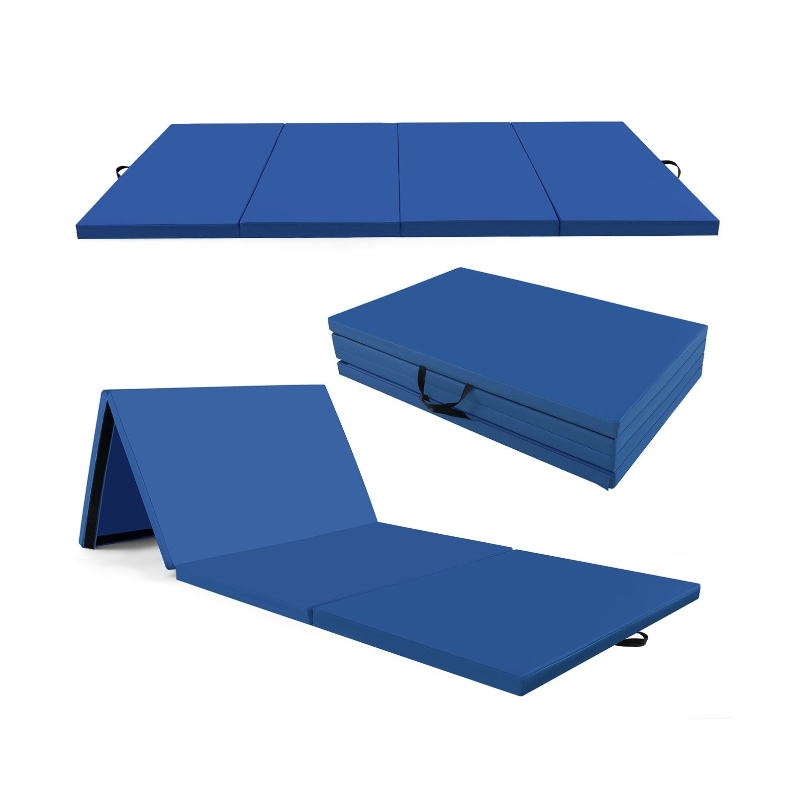 4-Panel PU Leather Folding Exercise Mat with Carrying Handles, Navy Yoga & Gym Mats   at Gallery Canada