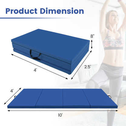 4-Panel PU Leather Folding Exercise Mat with Carrying Handles, Navy Yoga & Gym Mats   at Gallery Canada