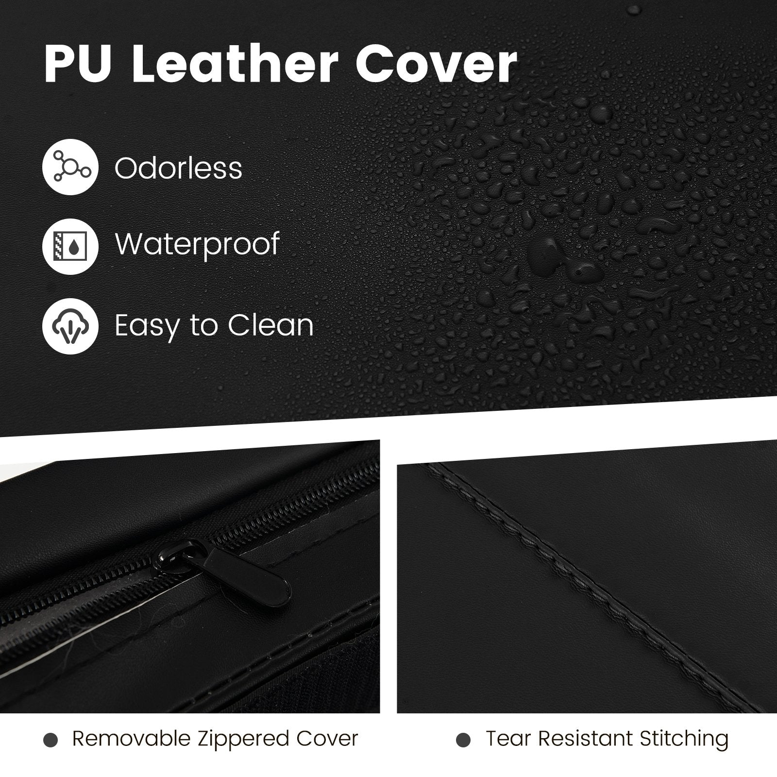 4-Panel PU Leather Folding Exercise Mat with Carrying Handles, Black Yoga & Gym Mats   at Gallery Canada