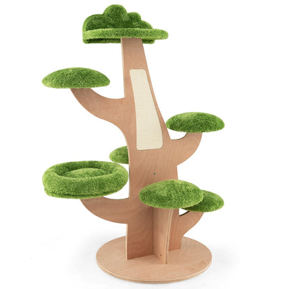 50 Inch Pine Shape Cat Tree for Indoor Cats with Sisal Scratching Board, Green Cat Trees Condos & Scratchers   at Gallery Canada