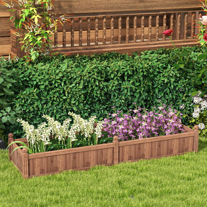 91 x 24 x 16 Inch Divisible Planter Box with Corner Drainage and Non-woven Liner for Growing Vegetables, Brown Raised Garden Beds   at Gallery Canada