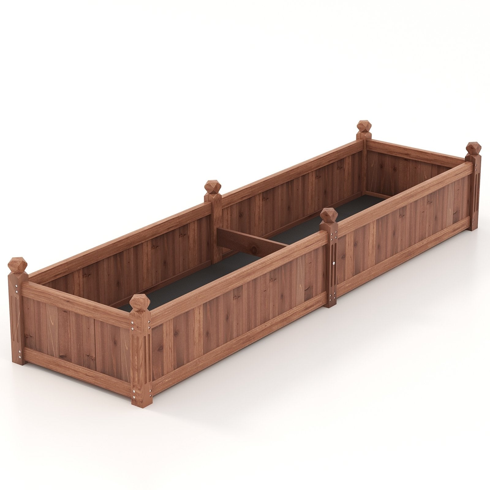 91 x 24 x 16 Inch Divisible Planter Box with Corner Drainage and Non-woven Liner for Growing Vegetables, Brown Raised Garden Beds   at Gallery Canada