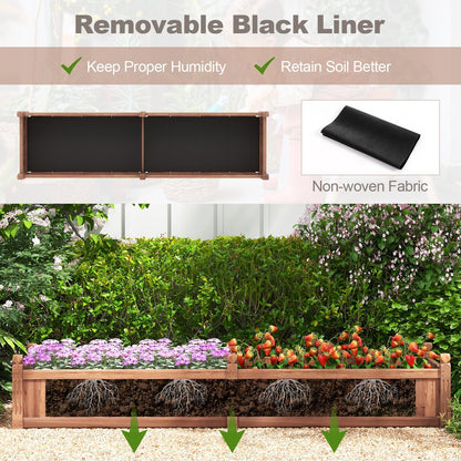 91 x 24 x 16 Inch Divisible Planter Box with Corner Drainage and Non-woven Liner for Growing Vegetables, Brown Raised Garden Beds   at Gallery Canada