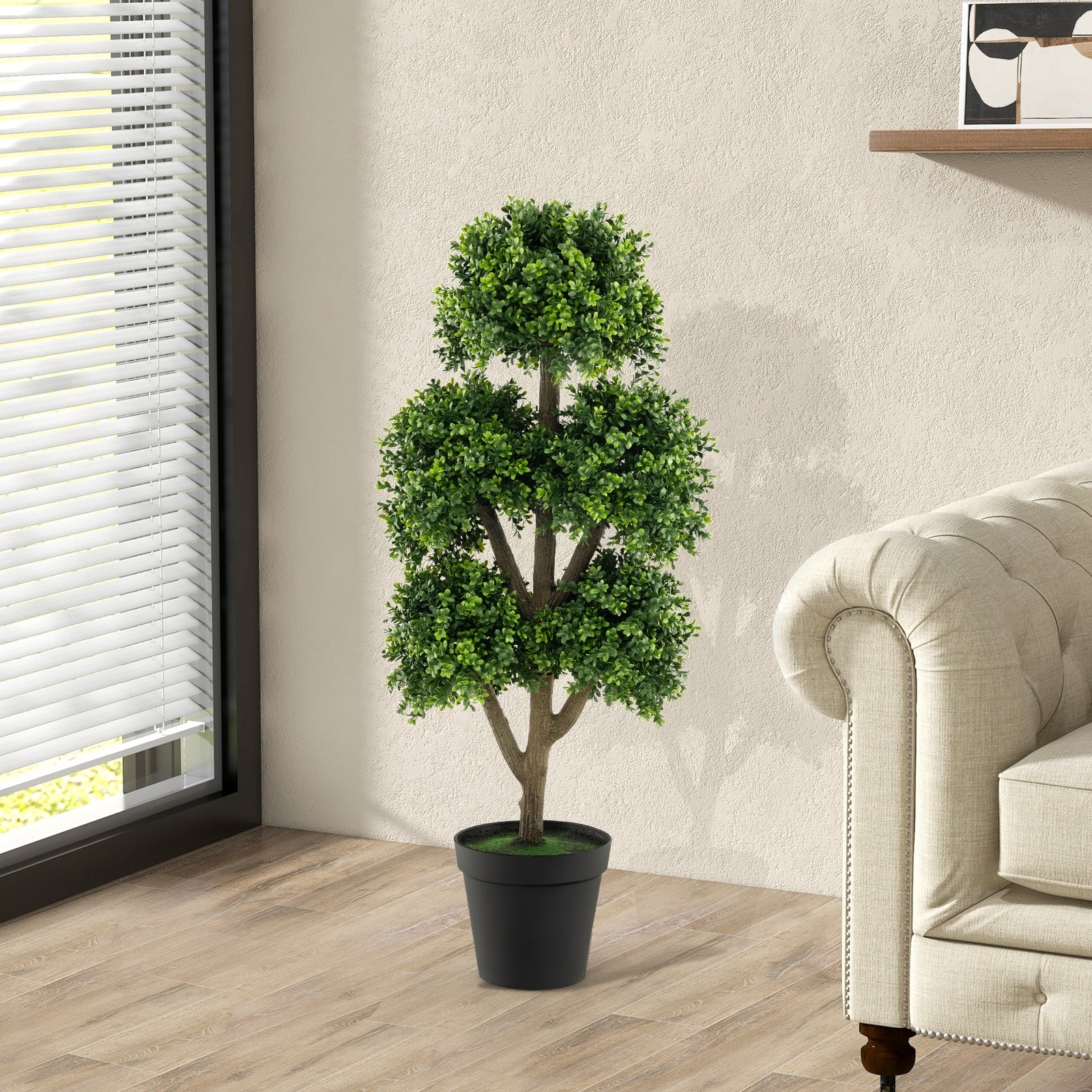 45 Inch Artificial Boxwood Topiary Ball Tree Faux Plants at Gallery Canada