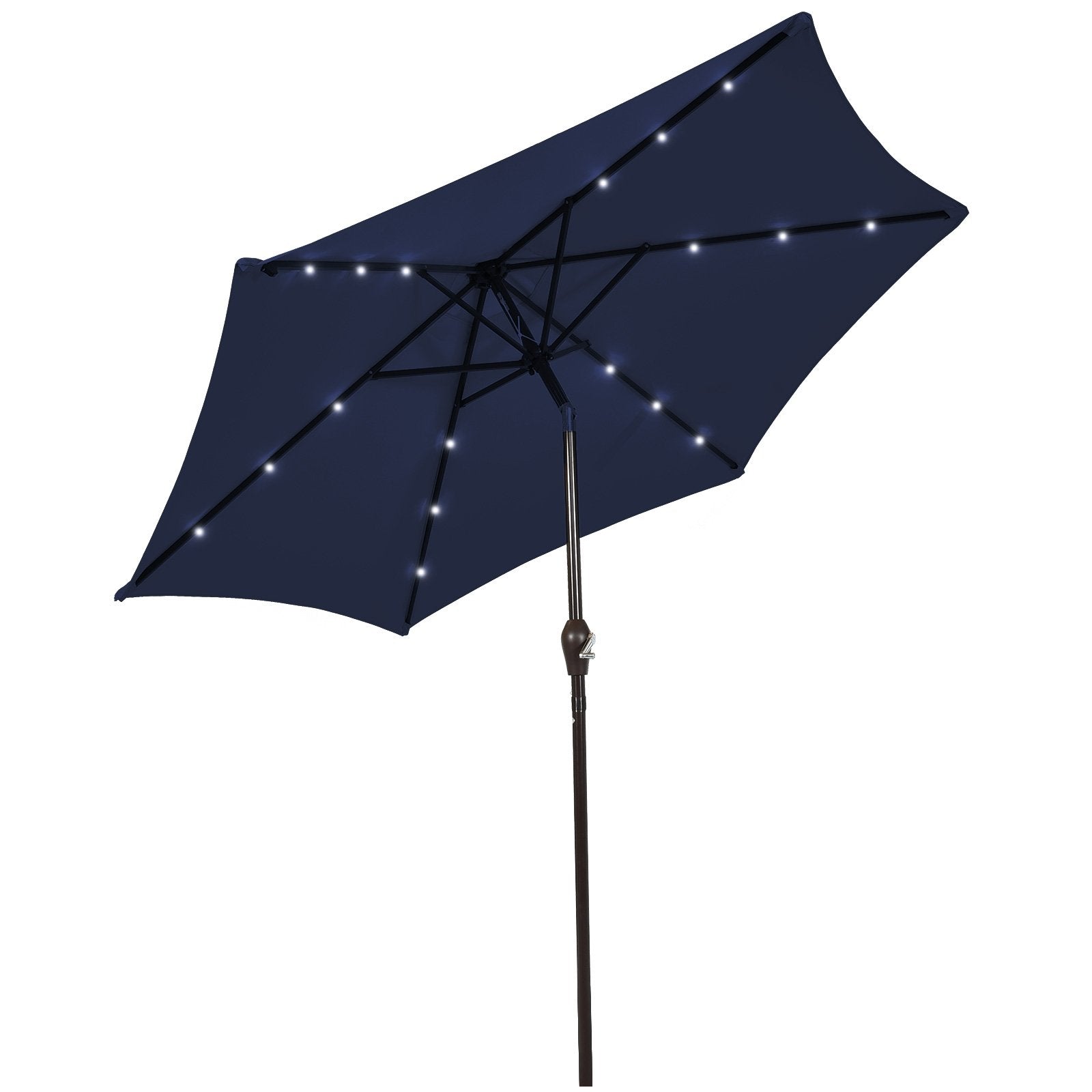 10 Feet Outdoor Patio umbrella with Bright Solar LED Lights, Dark Blue Outdoor Umbrellas   at Gallery Canada