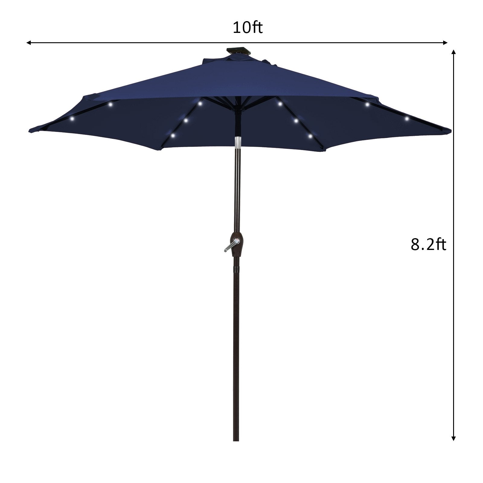 10 Feet Outdoor Patio umbrella with Bright Solar LED Lights, Dark Blue Outdoor Umbrellas   at Gallery Canada