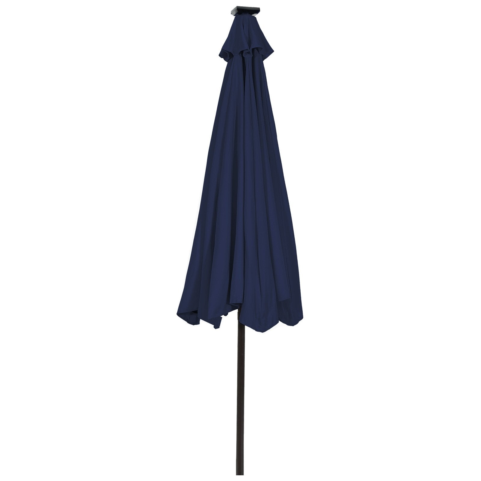 9 Feet Solar LED Lighted Patio Market Umbrella Tilt Adjustment Crank Lift, Dark Blue Outdoor Umbrellas   at Gallery Canada