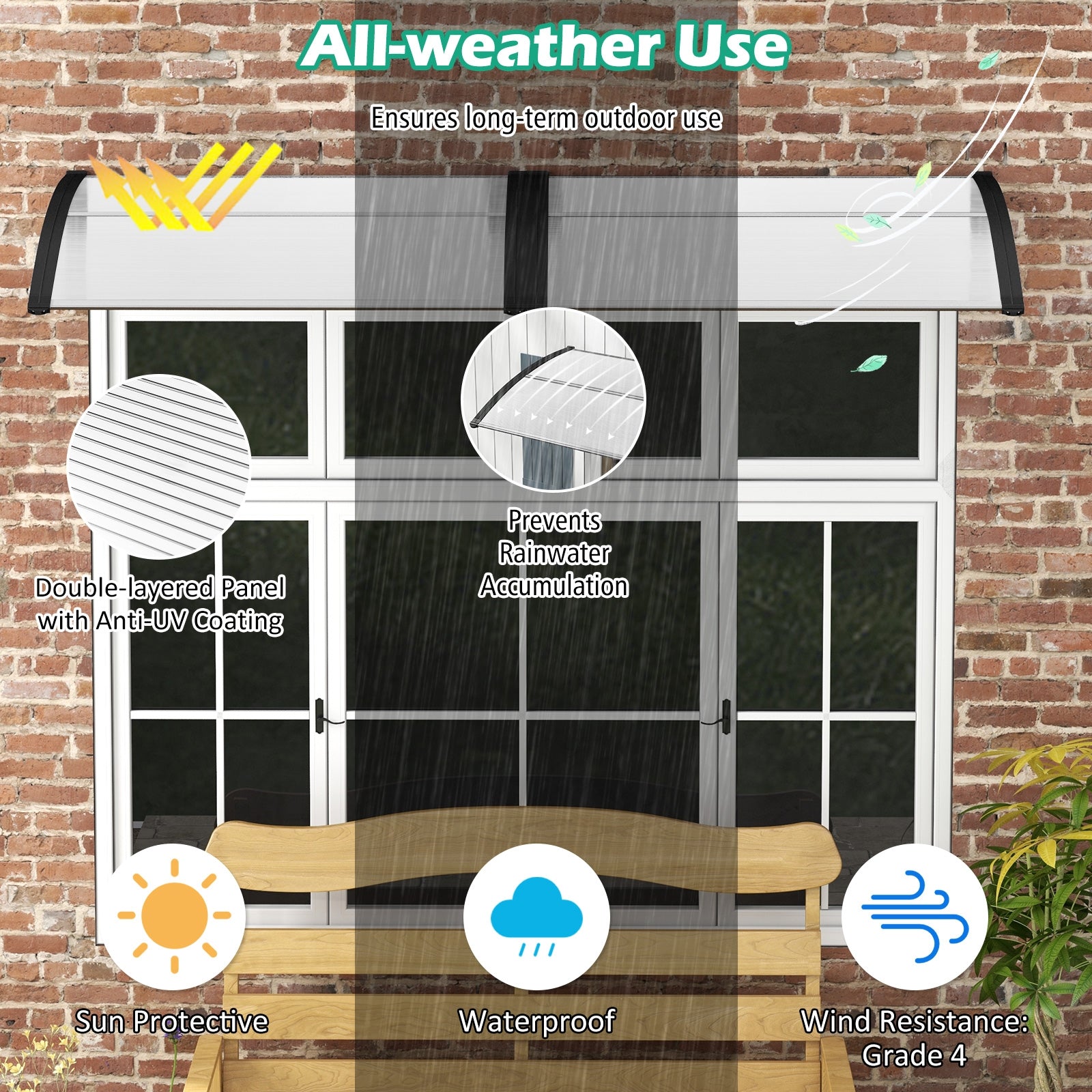 48 x 40 Inch Outdoor Front Door Window Awning Door Canopy Exterior, Black Outdoor Shades at Gallery Canada