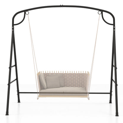 Patio Metal Swing Stand with Double Side Bars and 2-Ring Design, Black Porch Swings   at Gallery Canada