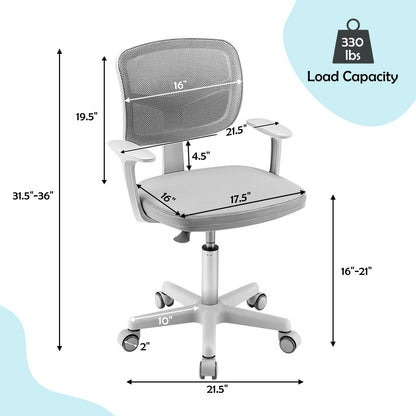 Adjustable Desk Chair with 5 Rolling Casters for Kids, Gray Kids Chairs & Seating   at Gallery Canada