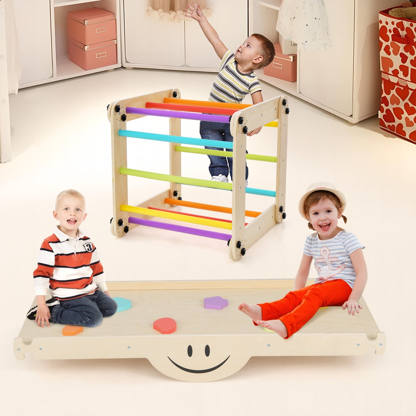 Climbing Triangle Ladder Toy Indoor Jungle Gym with Reversible Ramp, Multicolor Climbers & Slides   at Gallery Canada