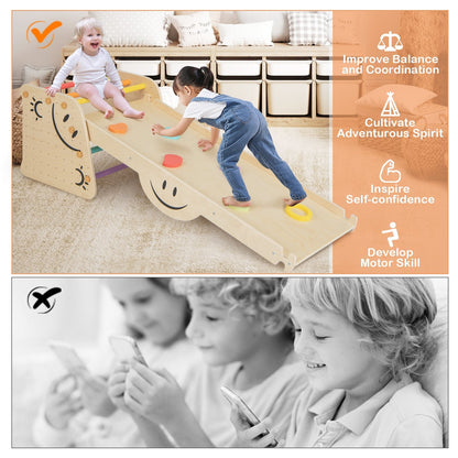 Wooden Climbing Toy Triangle Climber Set with Seesaw, Multicolor Climbers & Slides   at Gallery Canada