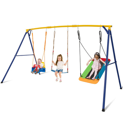 660 LBS Heavy Duty Carbon Steel Swing Frame with 3 Swings, Yellow Swing & Playsets   at Gallery Canada