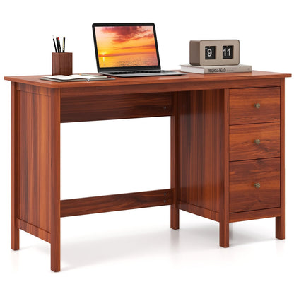 3-Drawer Home Office Study Computer Desk with Spacious Desktop, Brown Writing Desks   at Gallery Canada